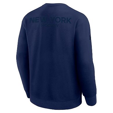 Men's Fanatics Navy New York Rangers Authentic Pro Road Tri-Blend Sweatshirt