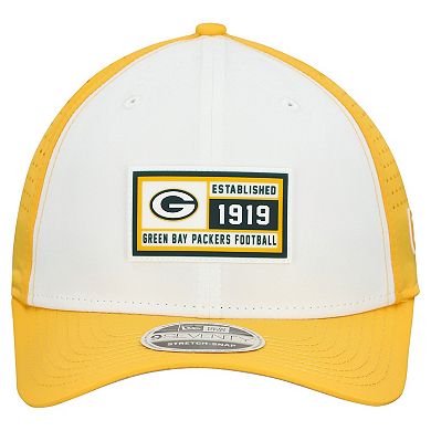Men's New Era White/Gold Green Bay Packers Established Patch 9SEVENTY Adjustable Hat