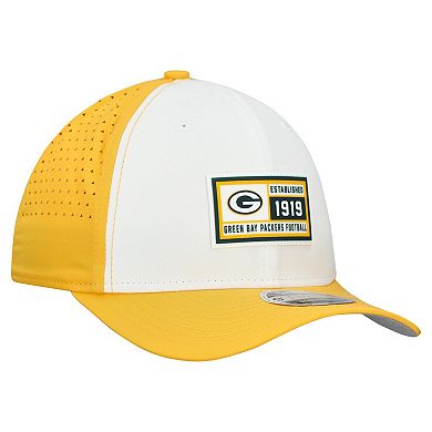 Men's New Era White/Gold Green Bay Packers Established Patch 9SEVENTY Adjustable Hat