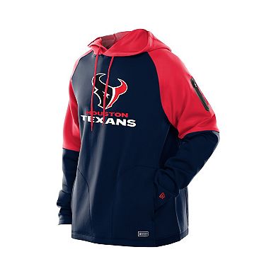 Men's New Era Navy Houston Texans Combine Authentic Color Block Raglan Pullover Hoodie