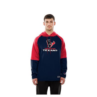 Men's New Era Navy Houston Texans Combine Authentic Color Block Raglan Pullover Hoodie