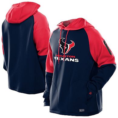Men's New Era Navy Houston Texans Combine Authentic Color Block Raglan Pullover Hoodie