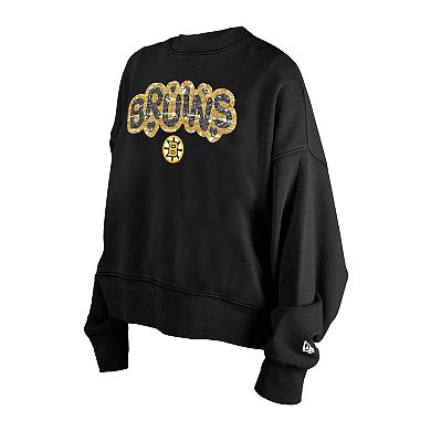 Girls Youth New Era Black Boston Bruins Flip Sequin Sweatshirt