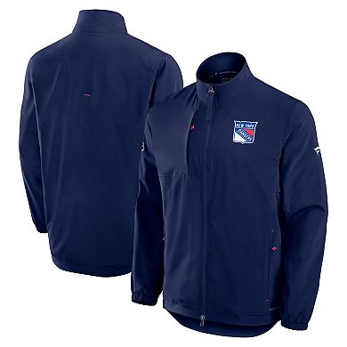 Men's Fanatics Navy New York Rangers Authentic Pro Rink Full-Zip Coaches Jacket