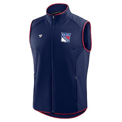Men's Fanatics Navy New York Rangers Authentic Pro Rink Full-Zip Vest