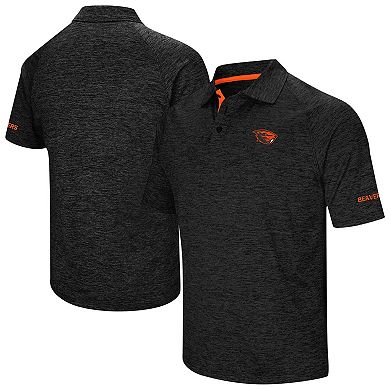 Men's Colosseum Heather Black Oregon State Beavers Big & Tall Down Swing Raglan Polo