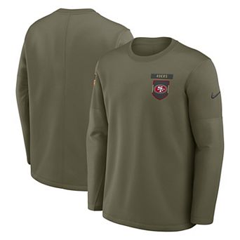 Men's Nike Olive San Francisco 49ers 2025 Salute to Service Sideline Coaches Therma-FIT Long Sleeve Shirt