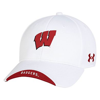 Men's Under Armour White Wisconsin Badgers Sideline Blitzing Accent Iso-Chill Adjustable Hat