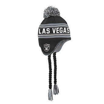 Youth Outerstuff Black Las Vegas Raiders Jacquard Tassel Knit Hat with Pom