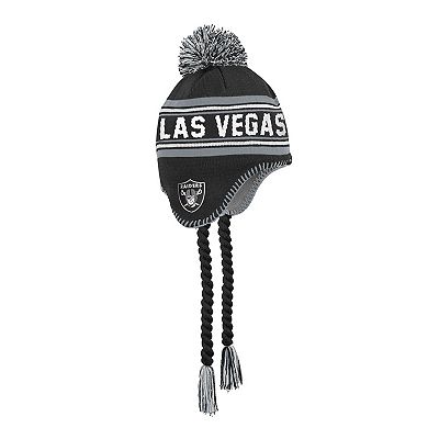Youth Outerstuff Black Las Vegas Raiders Jacquard Tassel Knit Hat with Pom