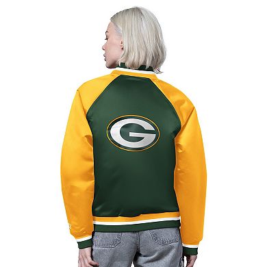 Women's Starter Green/Gold Green Bay Packers Satin Full-Snap Vintage Varsity Jacket