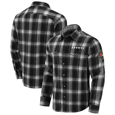 Men's Darius Rucker Collection by Fanatics Black Cleveland Browns Flannel  Plaid Full-Snap Shirt