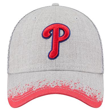 Men's New Era Gray Philadelphia Phillies Visor Paint Splatter 39THIRTY Flex Hat