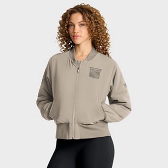 Women's Fanatics Tan New York Rangers Authentic Pro Road Full-Zip Bomber Jacket