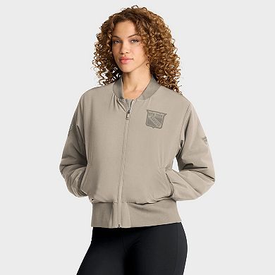 Women's Fanatics Tan New York Rangers Authentic Pro Road Full-Zip Bomber Jacket