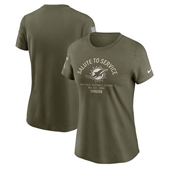Women's Nike Olive Miami Dolphins 2025 Salute to Service Sideline T-Shirt