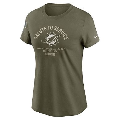 Women's Nike Olive Miami Dolphins 2025 Salute to Service Sideline T-Shirt