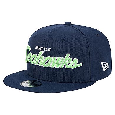 Youth New Era Navy Seattle Seahawks Main Script 9FIFTY Snapback Hat
