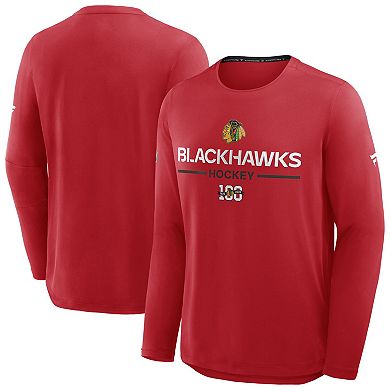 Men's Fanatics Red Chicago Blackhawks Authentic Pro Centennial Rink Tech Long Sleeve T-Shirt