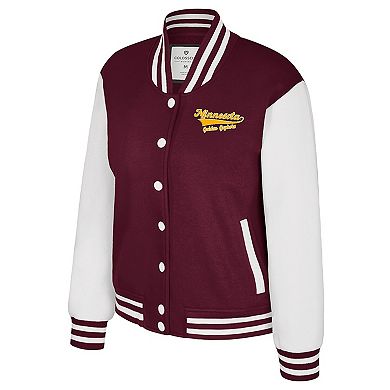 Women's Colosseum Maroon Minnesota Golden Gophers French Baguette Full Snap Fleece Jacket
