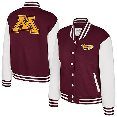 Women's Colosseum Maroon Minnesota Golden Gophers French Baguette Full Snap Fleece Jacket