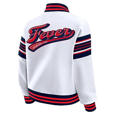 Women's WEAR by Erin Andrews White/Navy Indiana Fever Plus Size Full-Snap Fleece Sweatshirt Jacket