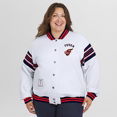 Women's WEAR by Erin Andrews White/Navy Indiana Fever Plus Size Full-Snap Fleece Sweatshirt Jacket