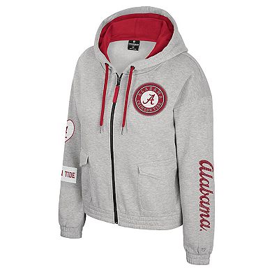 Women's Colosseum Gray Alabama Crimson Tide Alfie Full-Zip Hoodie Jacket