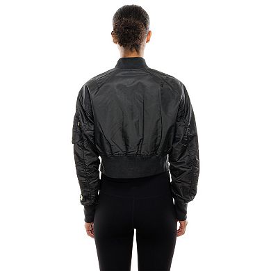 Women's New Era x Alpha Industries Black New York Mets Cropped Full-Zip Jacket