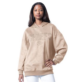 Women's G-III 4Her by Carl Banks Cream Kansas City Chiefs Best Hitter Oversized Tunic Pullover Hoodie