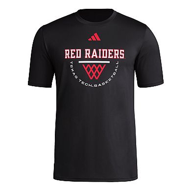 Men's adidas Black Texas Tech Red Raiders Basketball Practice Net Arch Pregame T-Shirt