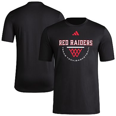 Men's adidas Black Texas Tech Red Raiders Basketball Practice Net Arch Pregame T-Shirt