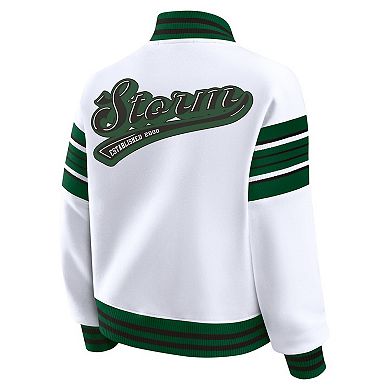 Women's WEAR by Erin Andrews White/Green Seattle Storm Full-Snap Fleece Sweatshirt Jacket
