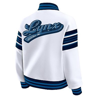 Women's WEAR by Erin Andrews White/Navy Minnesota Lynx Full-Snap Fleece Sweatshirt Jacket