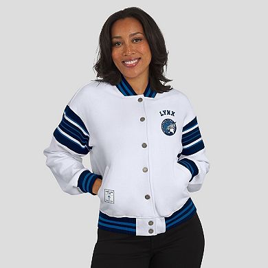 Women's WEAR by Erin Andrews White/Navy Minnesota Lynx Full-Snap Fleece Sweatshirt Jacket