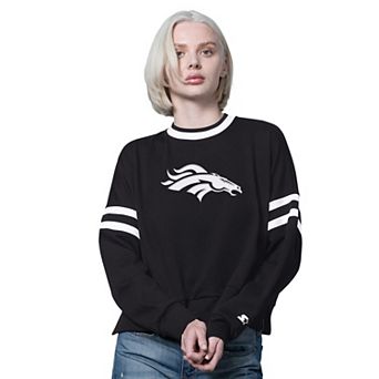 Women's Starter Black Denver Broncos Rally Drop Shoulder Cropped Sweatshirt