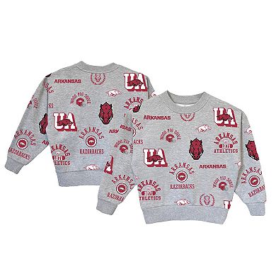 Girls Youth Gameday Couture Gray Arkansas Razorbacks Always On Repeat Pullover Sweatshirt