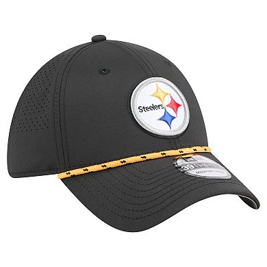 Men's New Era Black Pittsburgh Steelers Perforated 39THIRTY Flex Hat
