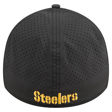 Men's New Era Black Pittsburgh Steelers Perforated 39THIRTY Flex Hat