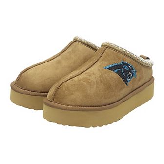 Women's Cuce Tan Carolina Panthers Chestnut Slip On Boots with Crystal Logo