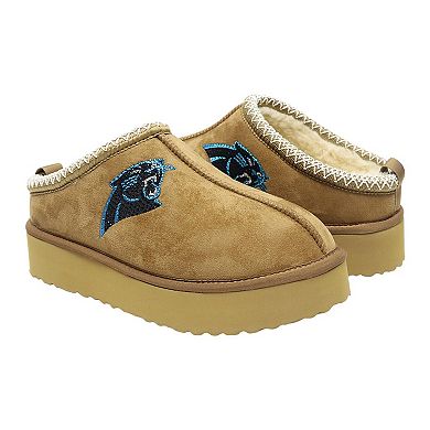 Women's Cuce Tan Carolina Panthers Chestnut Slip On Boots with Crystal Logo