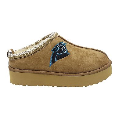 Women's Cuce Tan Carolina Panthers Chestnut Slip On Boots with Crystal Logo