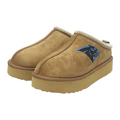 Women's Cuce Tan Carolina Panthers Chestnut Slip On Boots with Crystal Logo