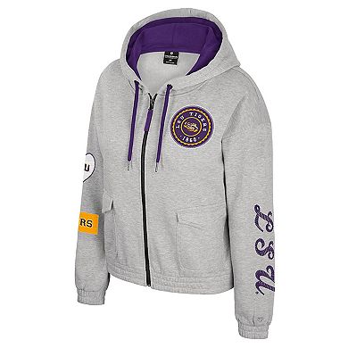 Women's Colosseum Gray LSU Tigers Alfie Full-Zip Hoodie Jacket