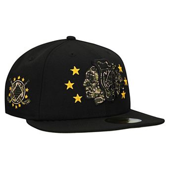 Men's New Era Black Chicago Blackhawks Military Appreciation Digital Camo Stars 59FIFTY Fitted Hat