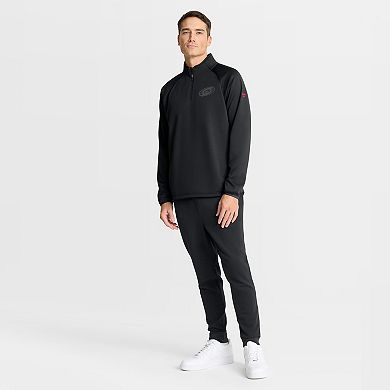 Men's Fanatics Black Carolina Hurricanes Authentic Pro Tonal Rink Raglan Quarter-Zip Pullover