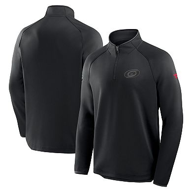 Men's Fanatics Black Carolina Hurricanes Authentic Pro Tonal Rink Raglan Quarter-Zip Pullover
