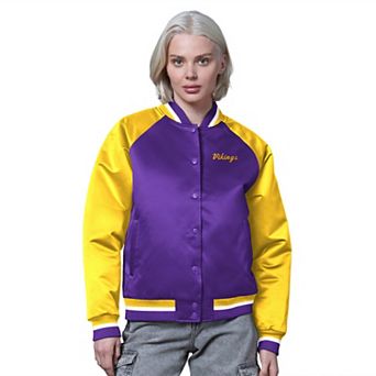 Women's Starter Purple/Gold Minnesota Vikings Satin Full-Snap Vintage Varsity Jacket