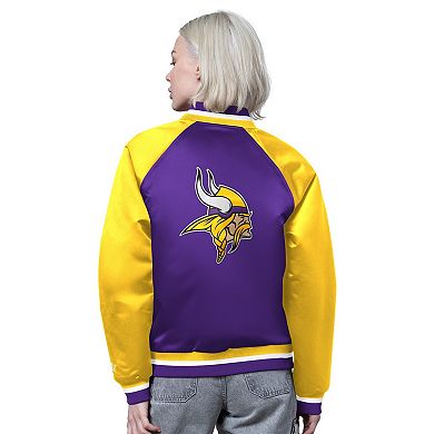 Women's Starter Purple/Gold Minnesota Vikings Satin Full-Snap Vintage Varsity Jacket
