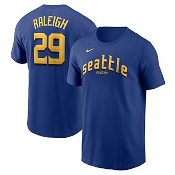 Men's Nike Cal Raleigh Royal Seattle Mariners City Connect Fuse Name & Number T-Shirt